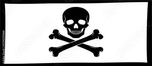 pirate flag with a skull and crossbones silhouette, skull and crossbones flag silhouette 