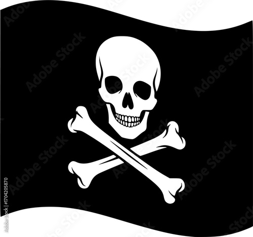 pirate flag with a skull and crossbones silhouette, skull and crossbones flag silhouette 