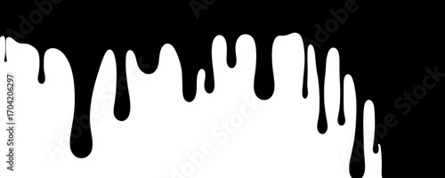 Stylized graphics with dripping black paint in black and white
