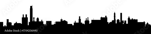 Simple city skyline silhouette in black and white