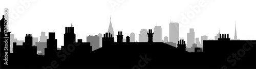 Cityscape Skyline Silhouette in Simple Graphic Style