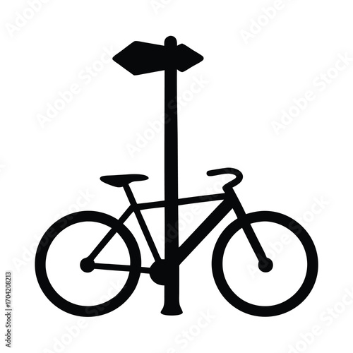 Bicycle route sign with directional arrows indicating preferred directions