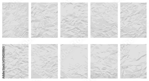Ten rectangular panels with varying textures and shades of light gray