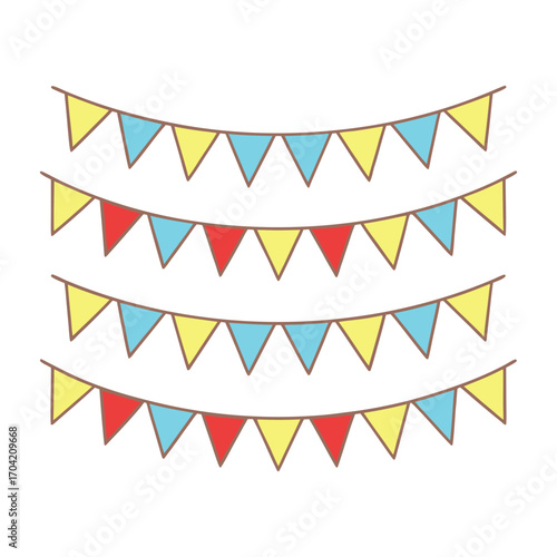 Colorful Party Bunting Flags Illustration Perfect for Celebration and Decoration Designs Background