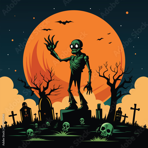 Surreal and humorous halloween scene with spooky elements