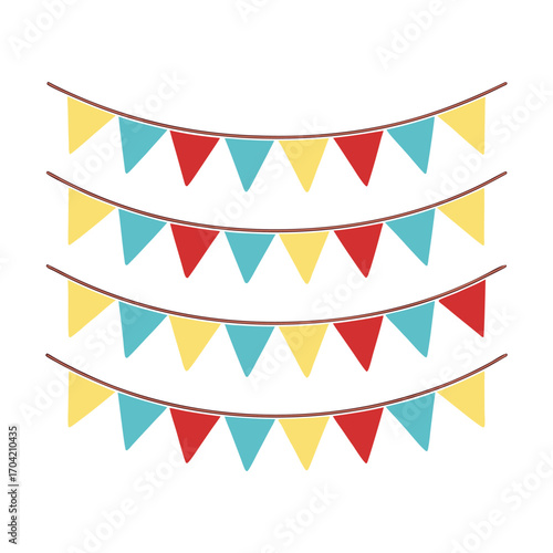 Festive colorful triangular pennant banner vector design perfect for party invitations and greeting cards celebrating special occasions