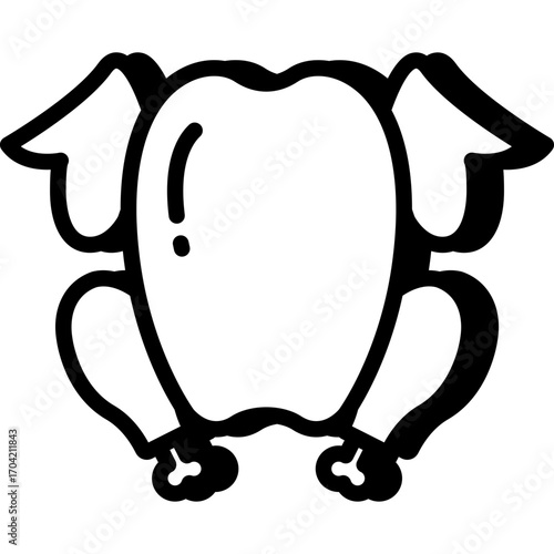 Whole turkey outline icon ready for roasting