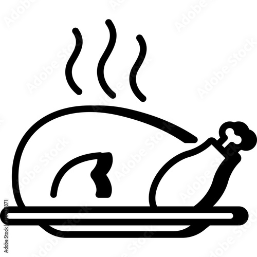 Roast turkey leg and thigh on platter outline