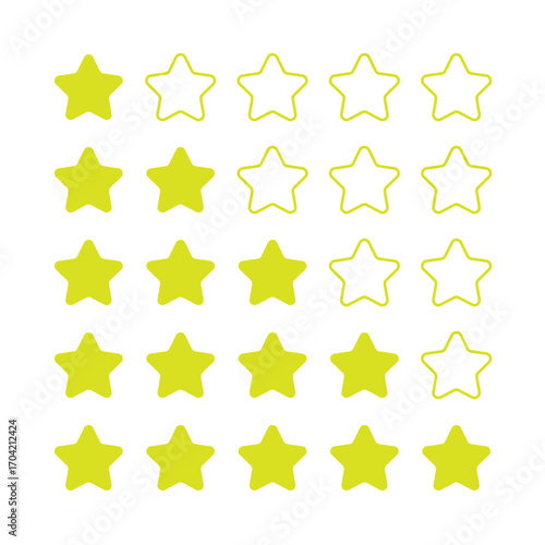 Set of Yellow Flat and Outline Rating Star icon. High Quality Editable Icon Vector
