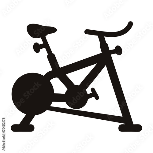 Silhouette of stationary exercise bike, an indoor fitness equipment, for cardio workout