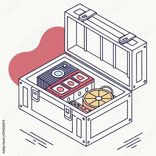 Treasure chest with coins vector illustration icon design