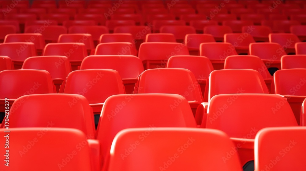 Fototapeta premium Rows of empty red stadium seats