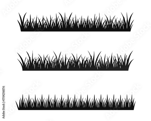 Stock vector illustration Set of silhouette of grass isolated on white background