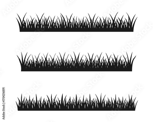Stock vector illustration Set of silhouette of grass isolated on white background