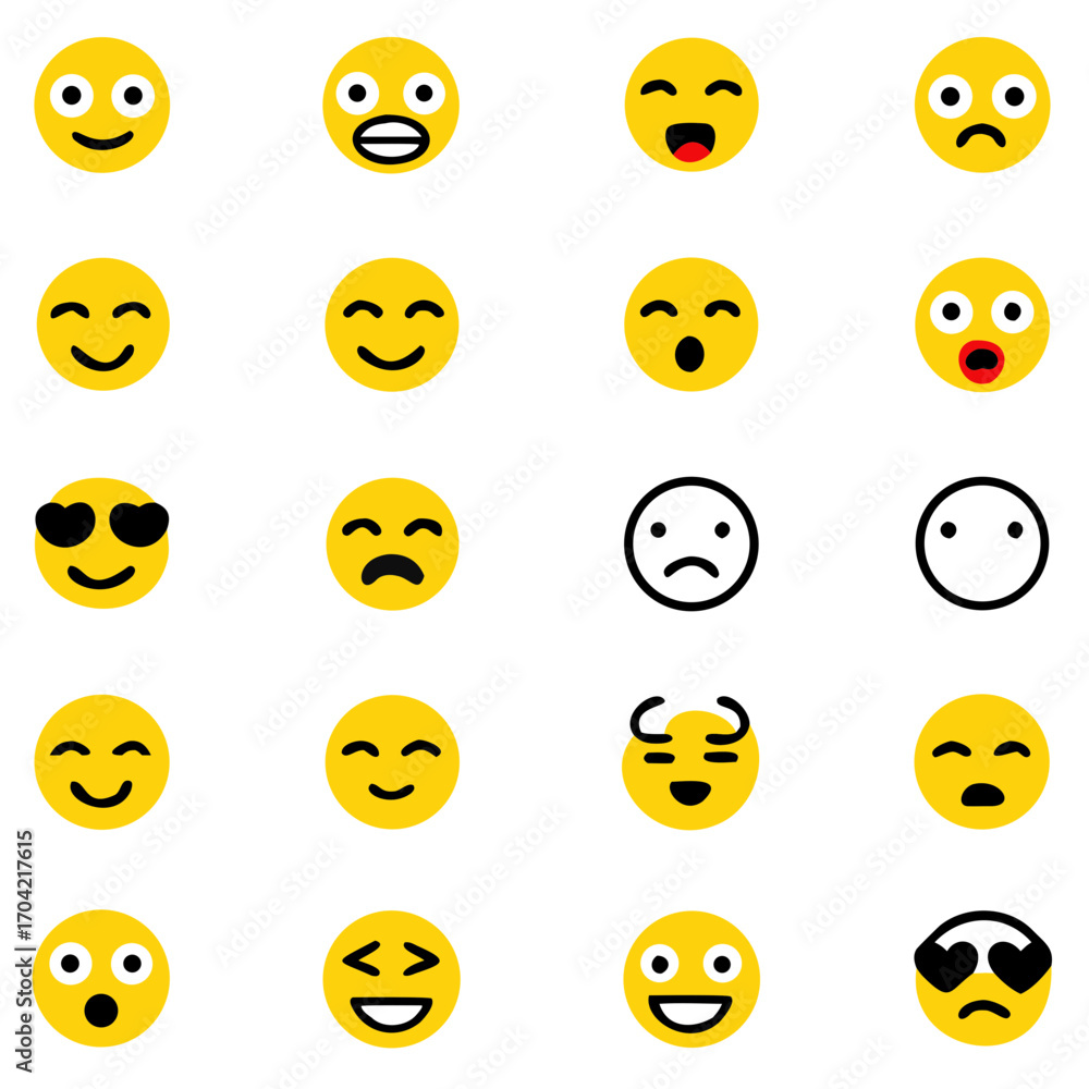 Fototapeta premium Social media emoticons vector set, Emoji pack,