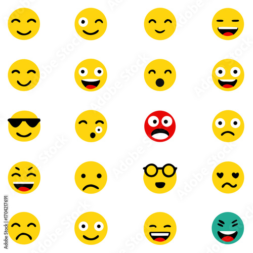 Social media emoticons vector set, Emoji pack,