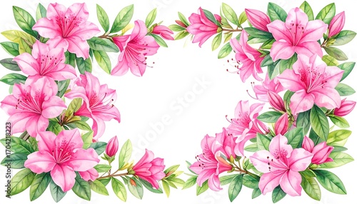 Pink azalea floral frame