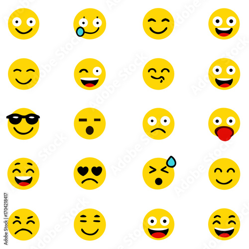 Social media emoticons vector set, Emoji pack,
