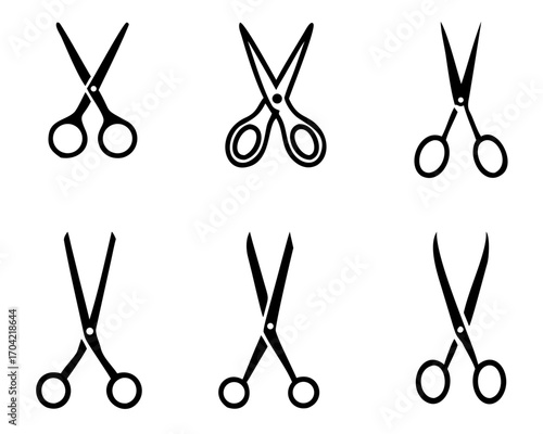 set of black scissors icon vector Illustration