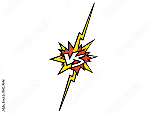 Comics vs frame. Versus fight backgrounds in flat comics style. versus banner template in comic stlye Vector Illustration.Comic fighting duel with lightning ray border.