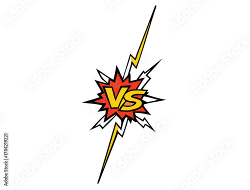 Comics vs frame. Versus fight backgrounds in flat comics style. versus banner template in comic stlye Vector Illustration.Comic fighting duel with lightning ray border.