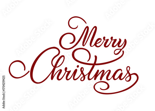Merry Christmas vector text Calligraphic Lettering design card template. Winter holidays related typographic quote. Vector illustration.