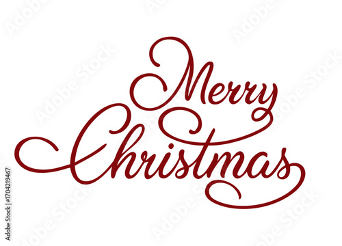 Merry Christmas vector text Calligraphic Lettering design card template. Winter holidays related typographic quote. Vector illustration.