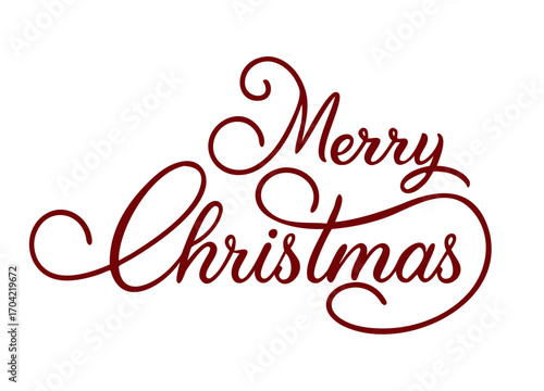 Merry Christmas vector text Calligraphic Lettering design card template. Winter holidays related typographic quote. Vector illustration.