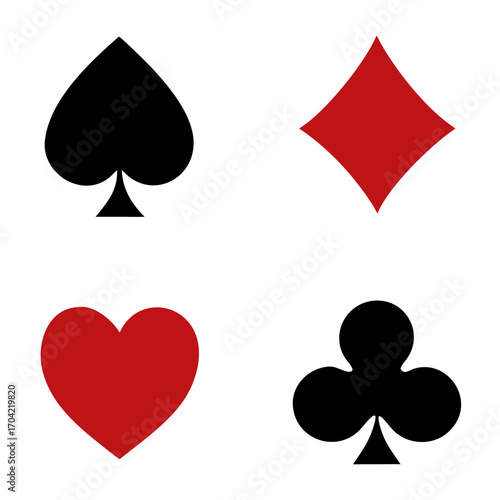 Vector set of icons for playing cards. Vector illustration symbols isolated on white background