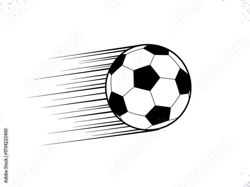 Dynamic Soccer Ball Illustration in Motion Black and White Design for Sports Enthusiasts and Graphic Projects