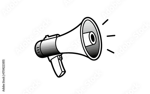 Megaphone Illustration on White Background Symbolizing Communication and Announcement for Various Business and Marketing Concepts