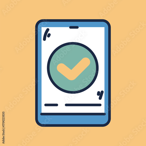 Gadget phone laptop approved checkmark isolated icon concept. Vector flat graphic design illustration