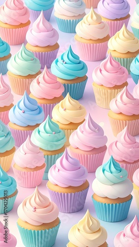 Pastel Candy Cupcake Backgr...