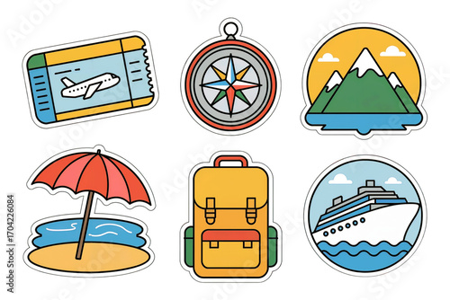 Travel and Adventure Icons Set Vacation Elements png isolated cutout background