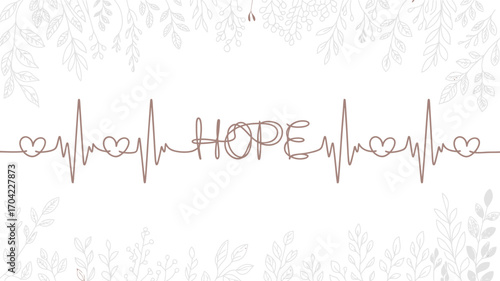 A hope lifeline design with floral details on a white background in a decorative presentation