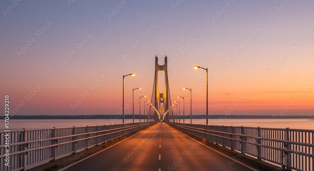 Obraz premium A glowing bridge leading into the horizon, symbol of endless future.