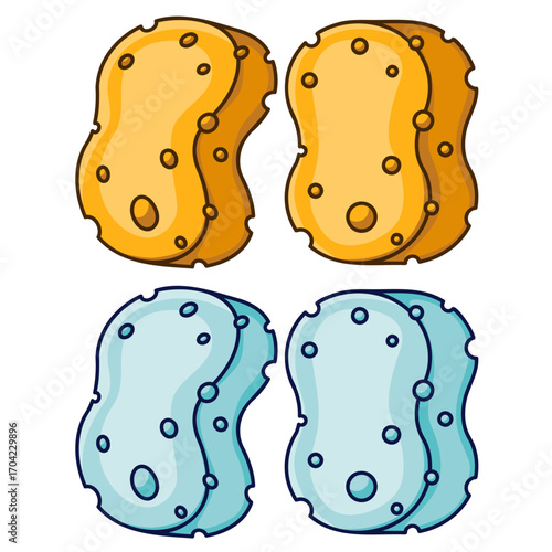 Bright yellow sponge vector illustration isolated on white background for cleaning product packaging and labels