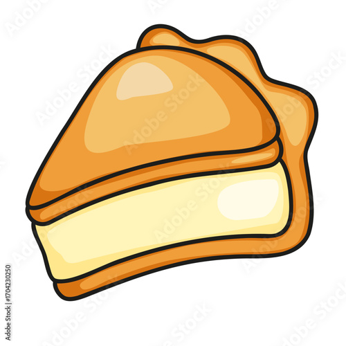 Cute colorful pie slice vector illustration isolated on white background for menus cafes and logos