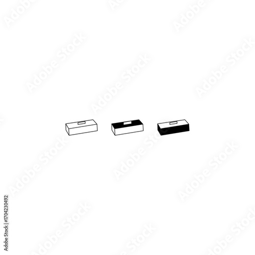 Simple, clean vector illustration of three rectangular boxes, presented in grayscale (white, gray, black).
