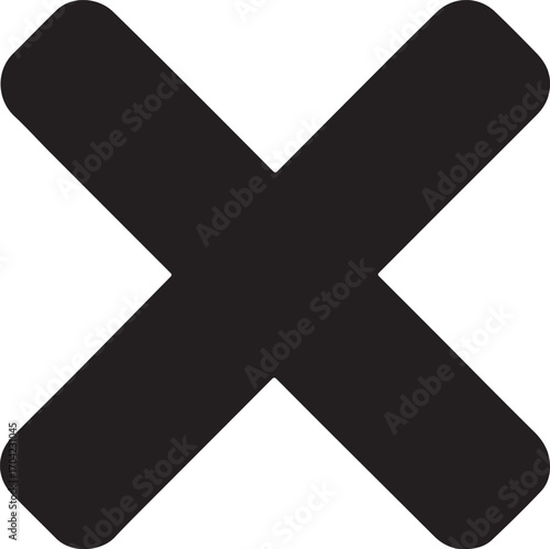 Silhouette vector of cross mark icon for error, cancel, remove, close, delete, warning, and design