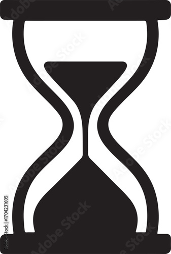 Silhouette vector of hourglass icon for time, deadline, countdown, schedule, business, and design