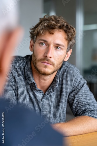 Business man listens attentively