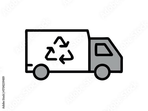 Vector art of recycling truck for waste removal.