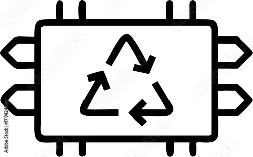Vector art of recycling symbol on a microchip