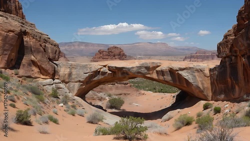 Desert Landscape with Famous Rock Bridge Formation in Valley of the Moon Analogous Environment