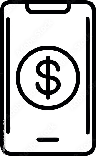 Vector art of smartphone displaying a dollar sign