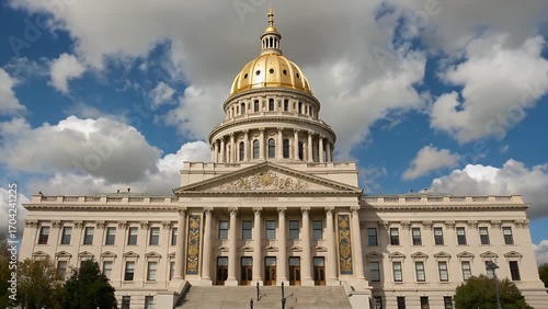Low Angle Perspective Shot Looking Upwards at the Impressive Dome of State Government Building