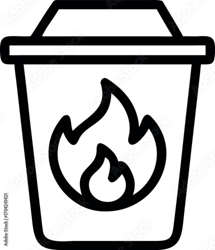 Vector art of flammable waste bin, a safety measure