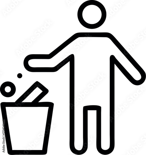 Vector art of person throwing trash in a bin