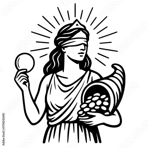 Lady fortuna bringing luck and money